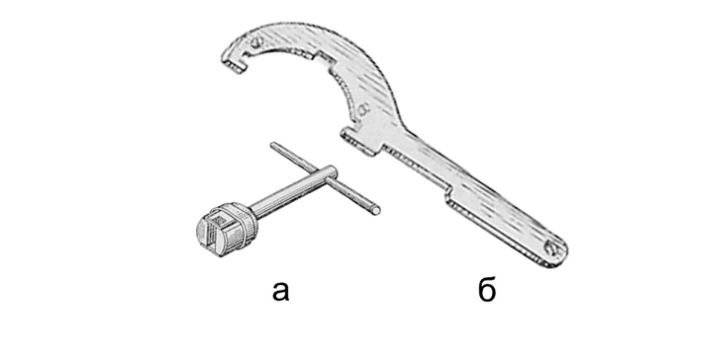 Ключі для підривників МВН-72 / МВН-80: а - ключ для відсіку з елементом живлення, б - ключ для вкручування підривника в міну