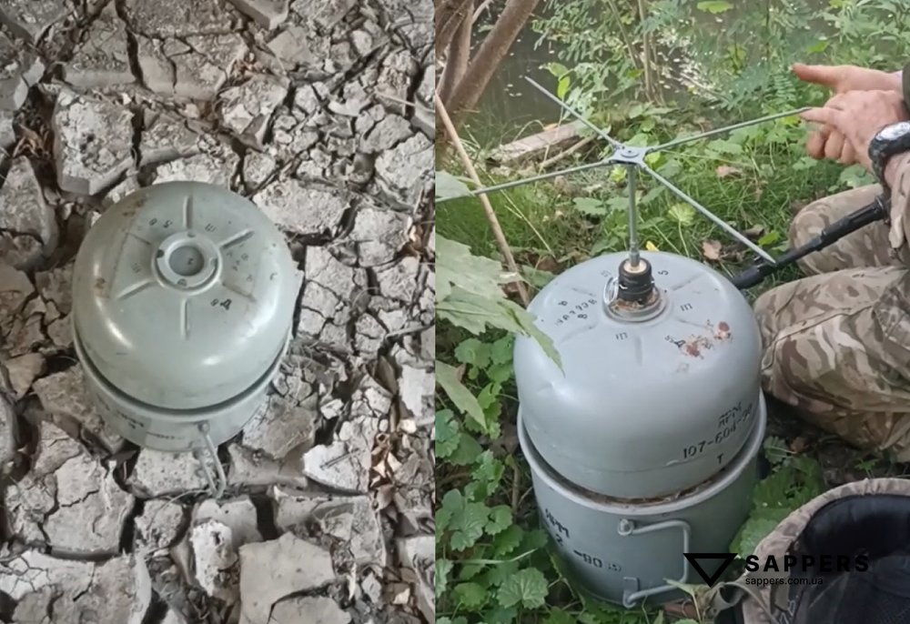 Міна ЯРМ, під час встановлення українським воїном, 2023 рік