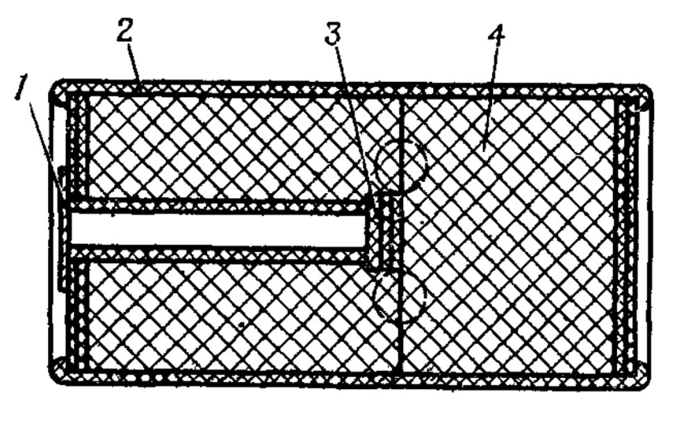 Навчально-імітаційний димовий патрон УПМД-6: 1 – фольга, що закриває запалювальне гніздо; 2 – картонна оболонка; 3 – запалювальний склад; 4 – димовий склад.