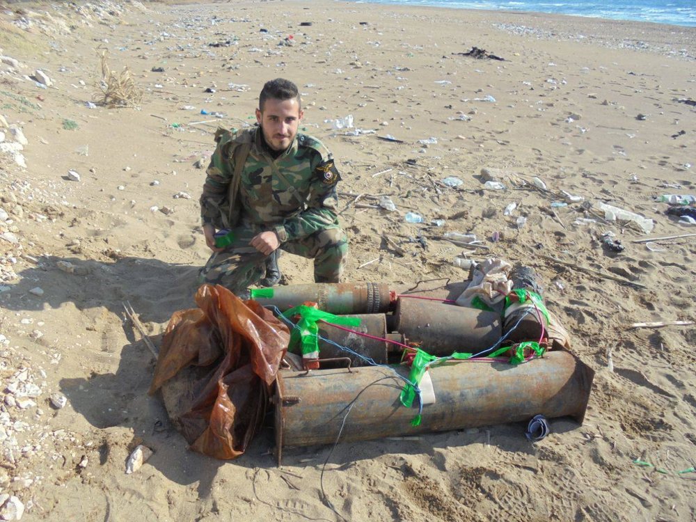 Застосування зарядів СЗ-1Э (вибухова речовина ЭВВ-11) для знищення знайдених СВП, січень 2016 р., околиці м. Латакія в Сирії